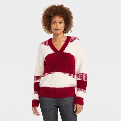 Women's V-Neck Eyelash Pullover Sweater - Knox Rose™ | Target