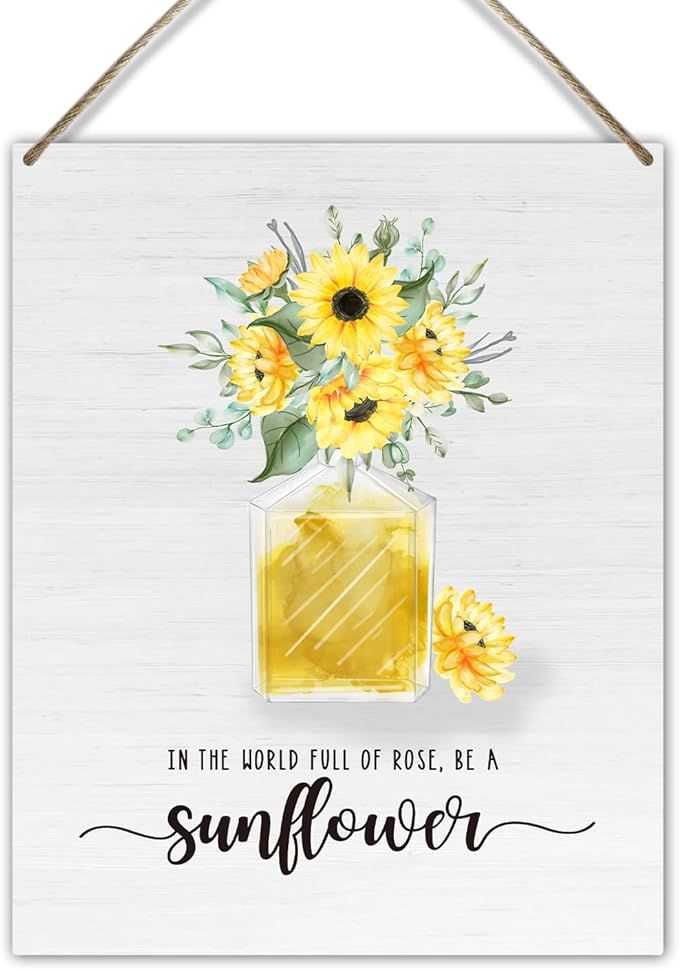 Sunflower Decor Inspirational Home Wood Wall Hanging Sign, Gift for Women Girl Daughter Sister, I... | Amazon (US)