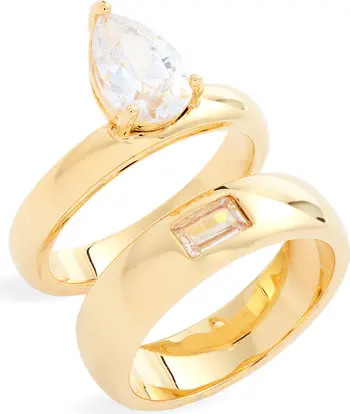 Nordstrom Demi Fine Set of 2 Cubic Zirconia Rings | Nordstrom | Nordstrom
