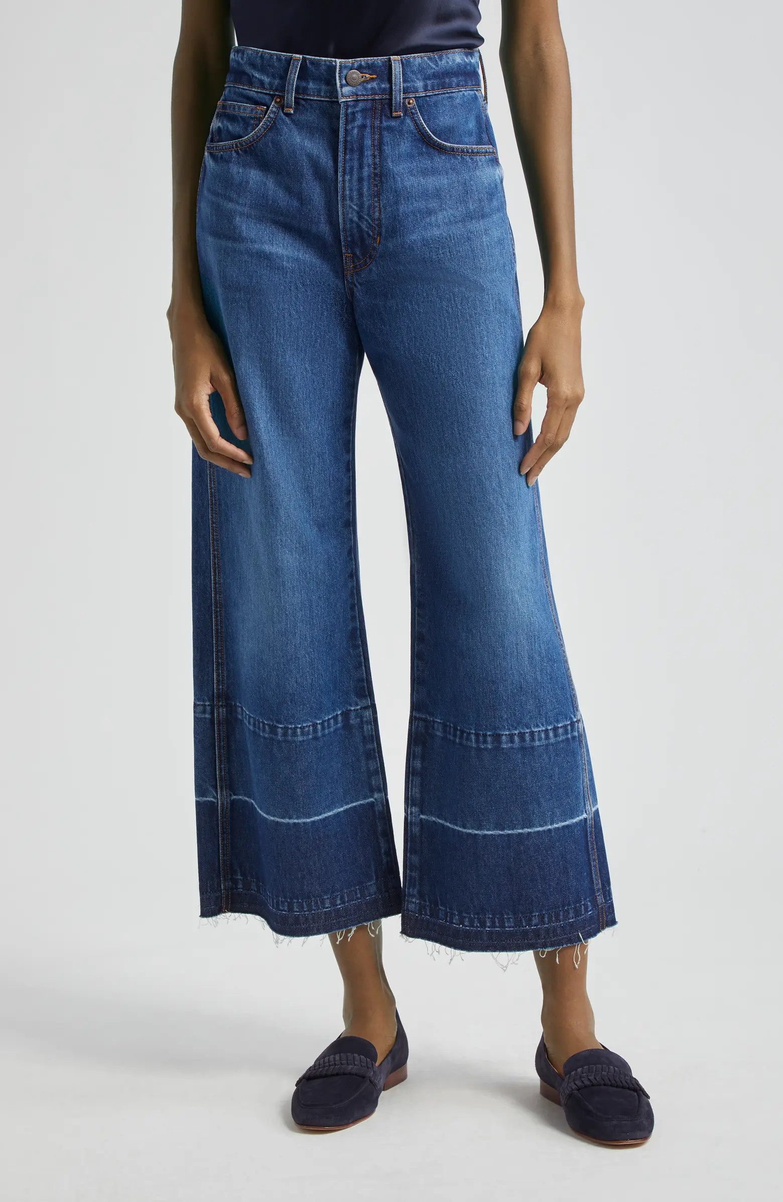 Veronica Beard Taylor Release Hem High Waist Ankle Wide Leg Jeans | Nordstrom | Nordstrom