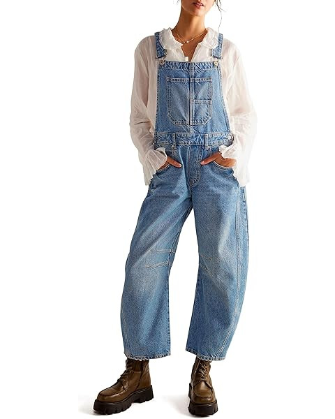 yoeasy Women's Denim Overall Barrel Wide Leg Bib Baggy Jeans Adjustable Strap Denim Romper Stretc... | Amazon (US)