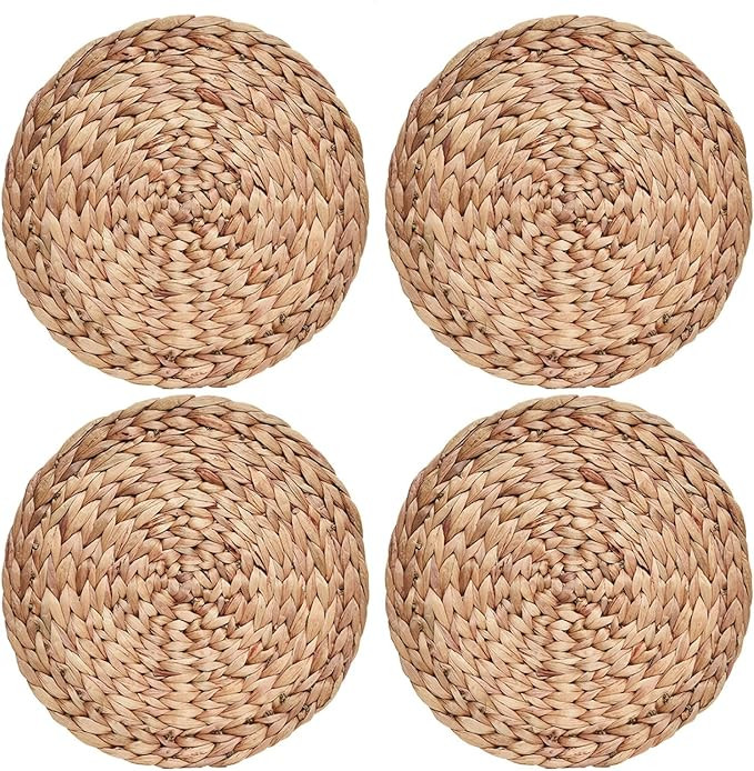 COYMOS Woven Placemats Round Set of 4, Natural Water Hyacinth Weave Placemat for Dining Table, La... | Amazon (US)