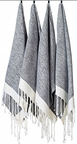 (Set of 4) Unique Hand Face Towel Set 100% Turkish Cotton 20x31" Pestemal Peshtemal Fouta Kitchen Ba | Amazon (US)
