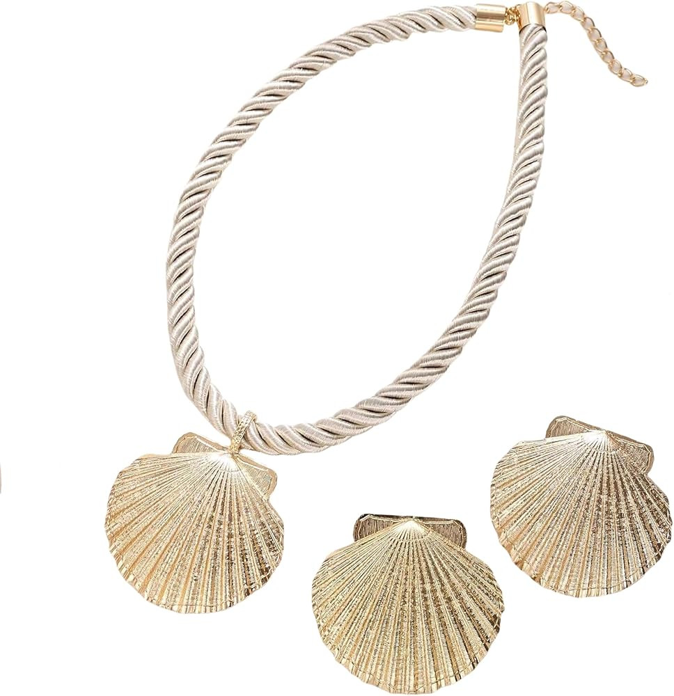 Women Seashell Charm Beach Jewelry Sets Shells/Suns/Star/Flowers/Snails Necklace 2024 Ocean Vacat... | Amazon (US)
