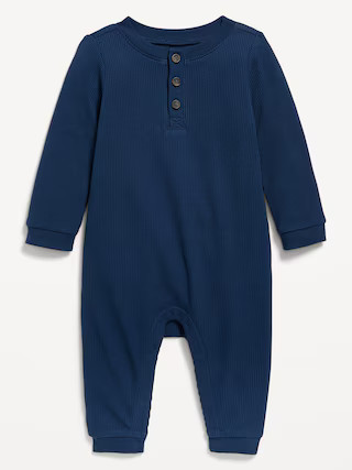 Long-Sleeve Thermal-Knit Henley One-Piece for Baby | Old Navy (US)