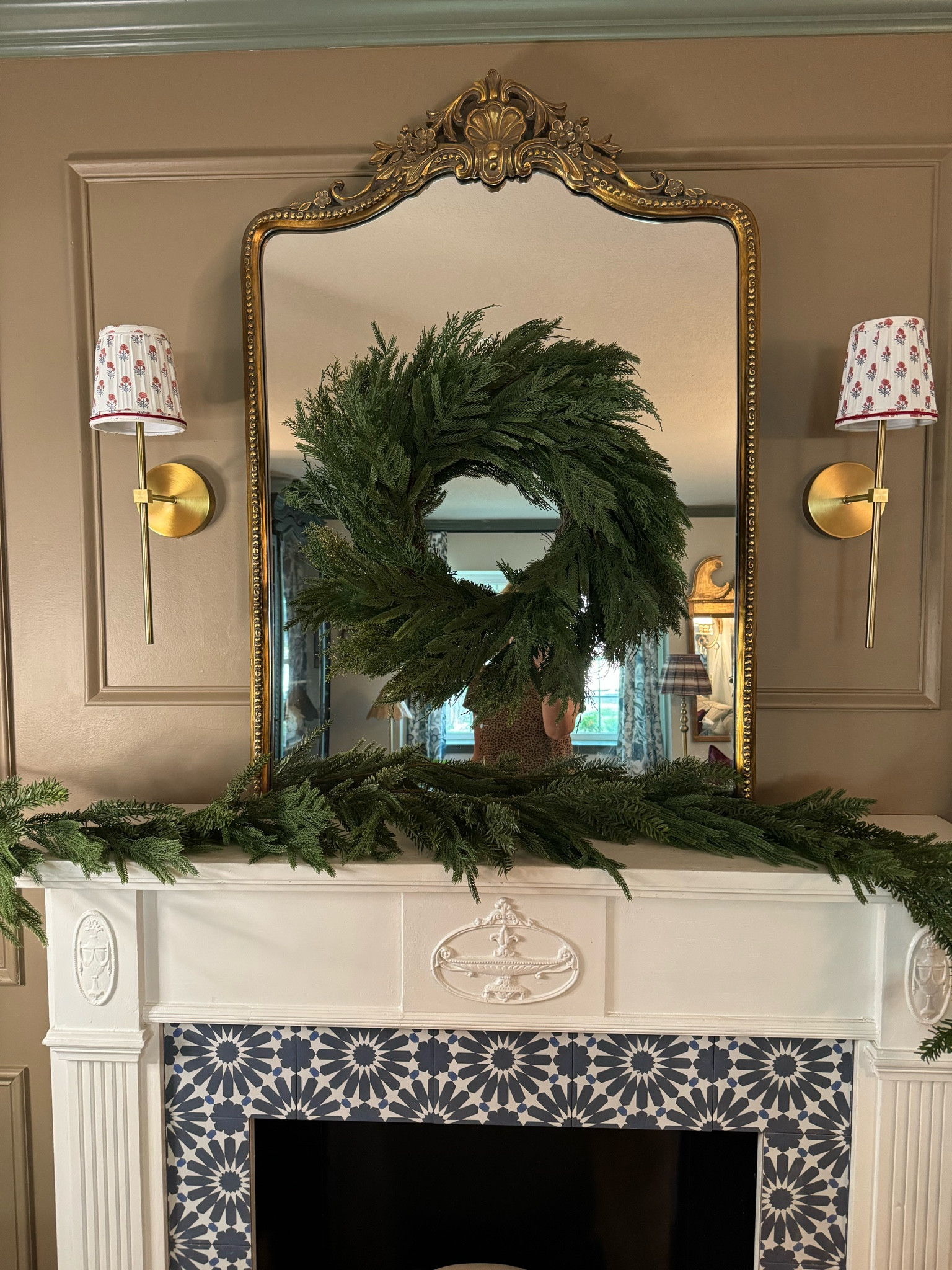 Real touch greenery, Norfolk pine real touch garland, real touch mixed greenery wreath, Christmas wreath and garland, holiday decor, holiday greenery, mixed pine wreath and garland, ornate gold mirror, pleated chandelier lampshades 

#LTKHome #LTKHoliday #LTKSeasonal