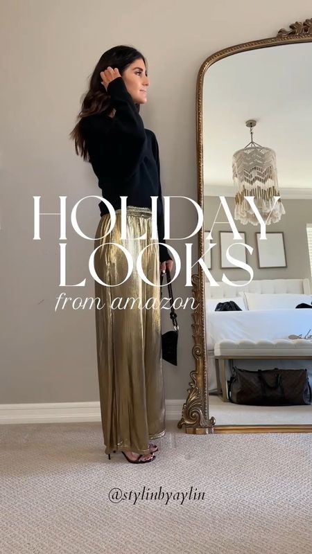 Holiday looks from Amazon! I’m just shy of 5’7 wearing the size Small pants and Small coat. 

Holiday style, affordable style, StylinByAylin 

#LTKunder100 #LTKSeasonal #LTKstyletip