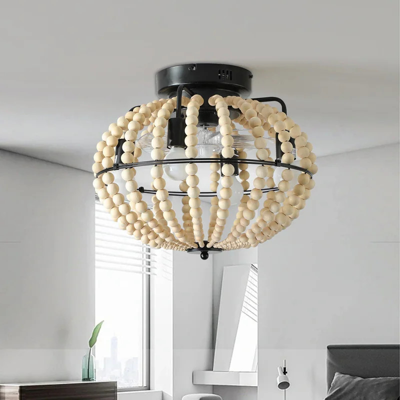 Beaded Fan lamp Wood Beaded Chandelier | Bed Bath & Beyond