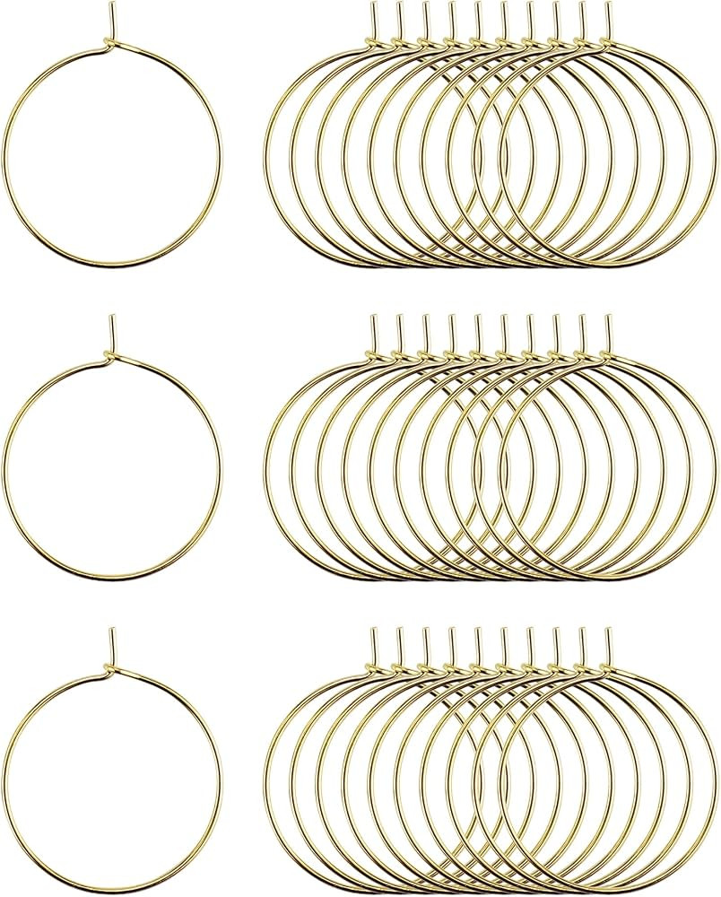 JIALEEY 100PCS Wine Glass Charm Rings 25mm Gold Plated Open Jump Ring Earring Beading Hoop for Je... | Amazon (US)
