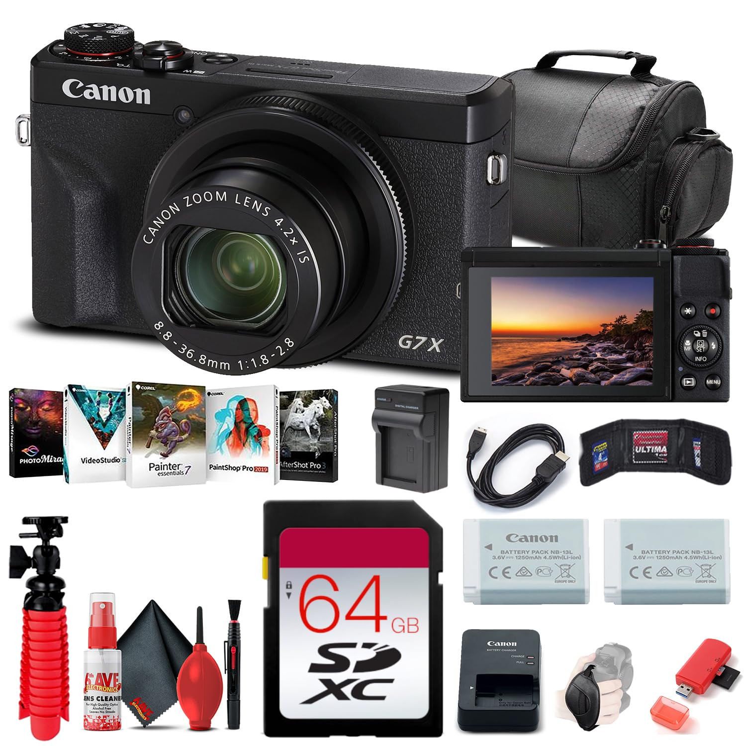 Canon PowerShot G7 X Mark III Digital Camera (Black) (3637C001), 64GB Memory Card, NB13L Battery,... | Amazon (US)