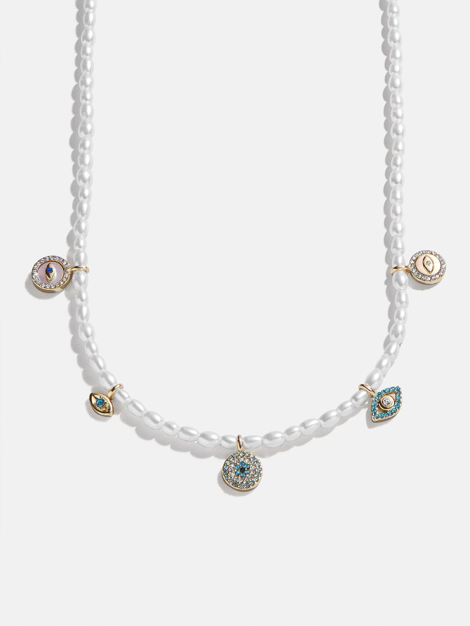 Frida Evil Eye Necklace - White/Blue | BaubleBar
