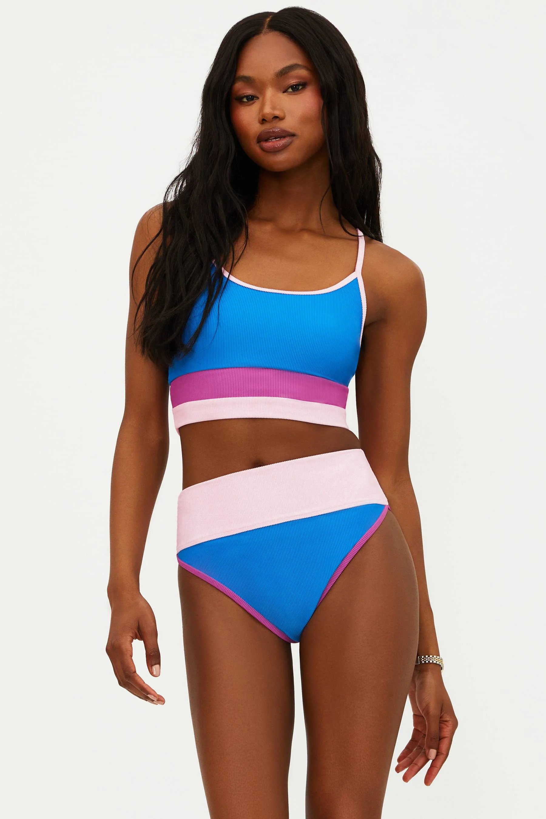 Eva Top Azure Colorblock | Bikini Top | Beach Riot | Beach Riot