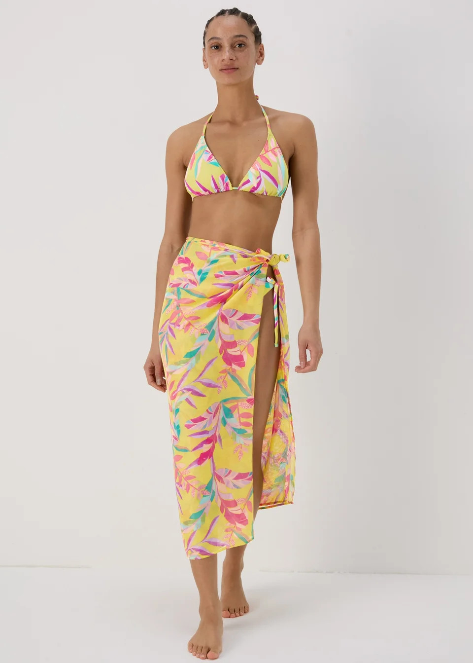 Multicolour Leaf Print Sarong | Matalan (UK)