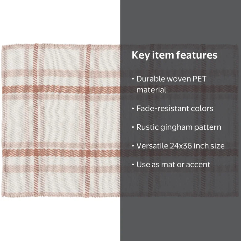 Home Decor Collection Rustic Gingham Outdoor Layering Mat, 24"x36" | Walmart (US)