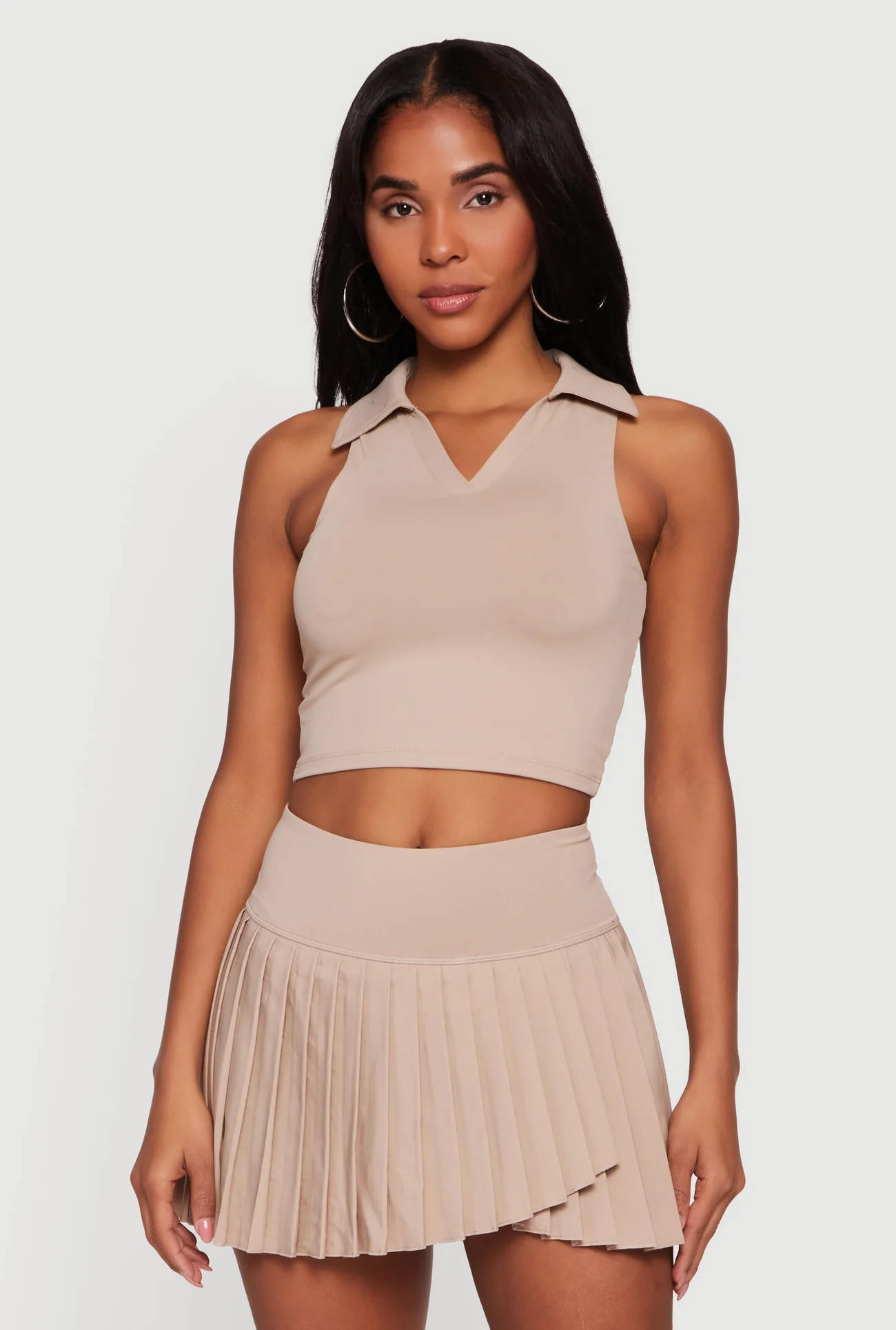 Cropped Sleeveless Polo Top | Rainbow Shops
