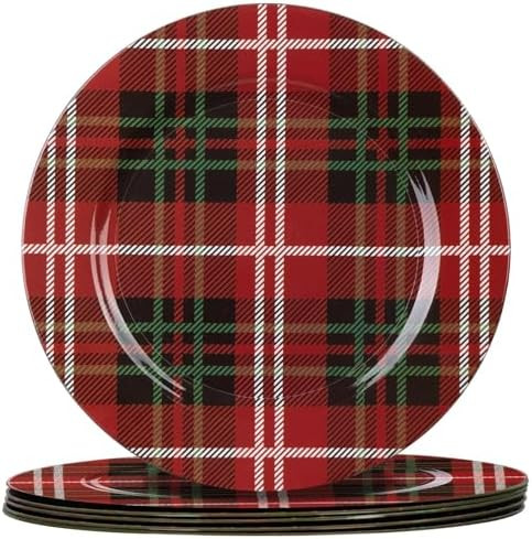 MAONAME Red Charger Plates Set of 6, 13 Inch Plastic Chargers for Dinner Plates, Christmas Plate ... | Amazon (US)