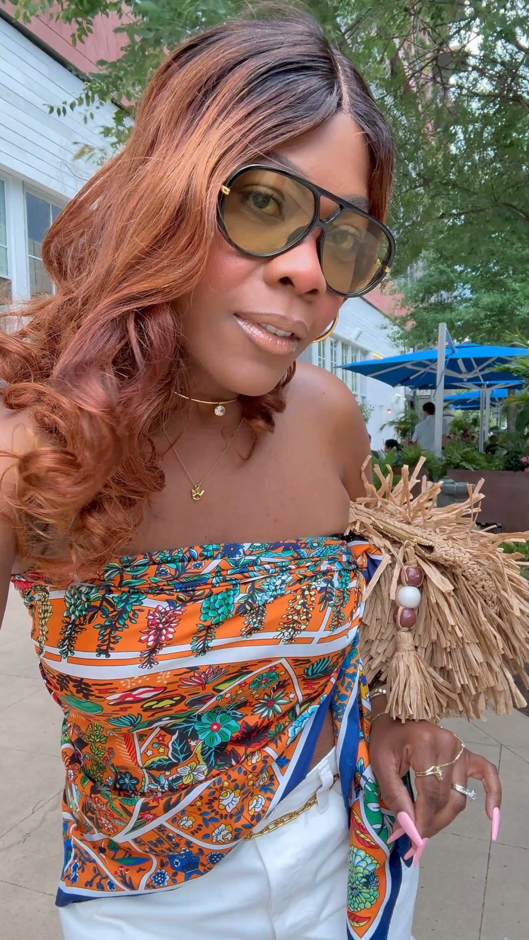 A quick fit check 😍 I used an oversized scarf to do a simple side tie for my top and it turned out so cute. The quality is so good and it’s under $12. It’s giving Hermes vibes

#LTKSeasonal #LTKootd #LTKMidsize