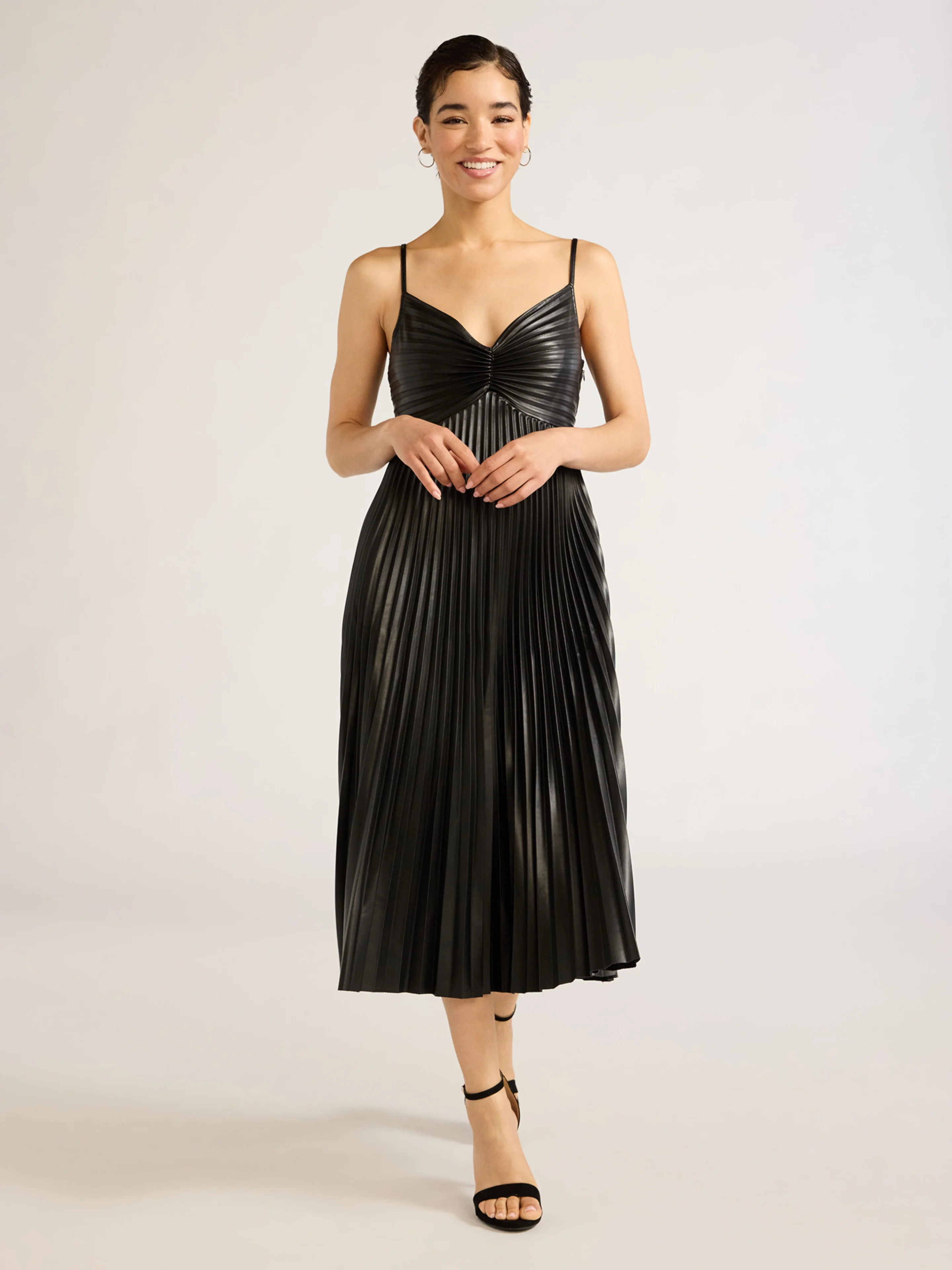 Sofia Jeans Women's Pleather Dress, Mid Calf Length, Sizes XS-XXXL | Walmart (US)