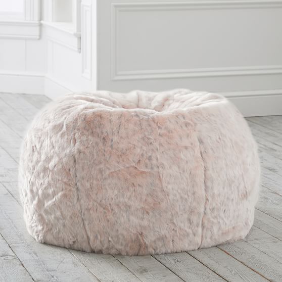 Blush Leopard Faux-Fur Bean Bag Chair | Pottery Barn Teen