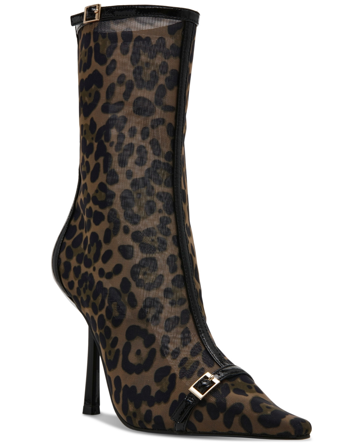 Steve Madden Women's Ashlin Buckled Mesh Dress Booties - Leopard Mesh | Macy's
