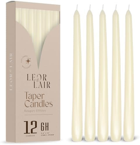 Leor & Lair Ivory Taper Candles - 12 Pack 10" Ivory Candlesticks - Unscented Cream Candle Sticks ... | Amazon (US)