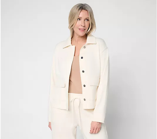 Peace Love World Button Front Utility Jacket w/Patch Pockets - QVC.com | QVC