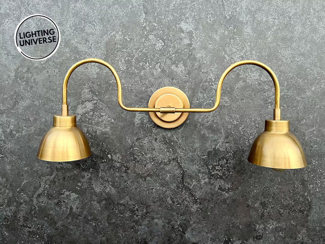 Aged Brass Wall Sconce, Farmhouse Wall Lighting Fixture, Industrial Wall Light for Bathroom Vanit... | Etsy (US)