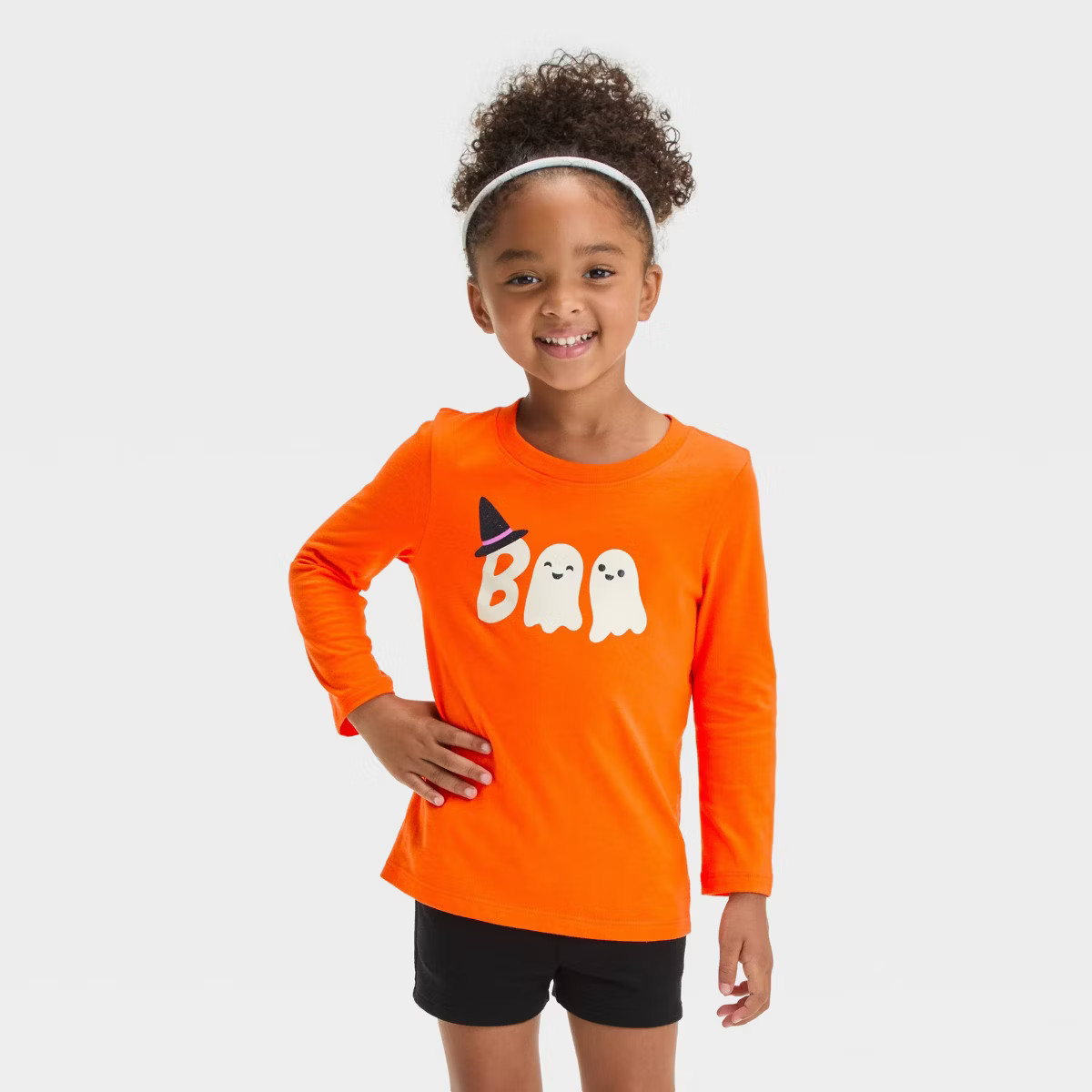 Toddler Girls' Halloween Ghost Long Sleeve T- Shirt - Cat & Jack™ Dark Orange | Target
