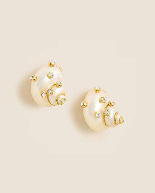 Seashell stud earrings with crystals | J. Crew US