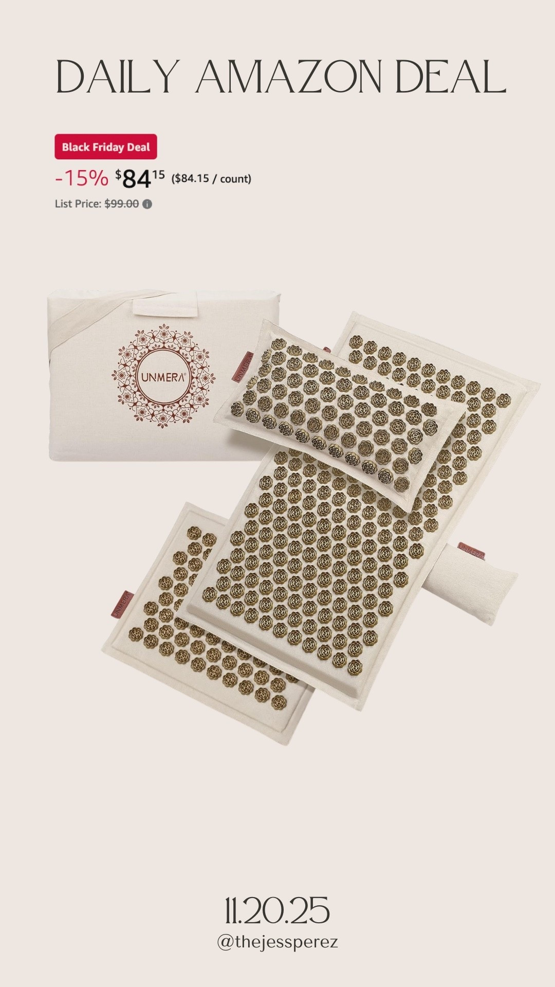 Daily Amazon deal: UNMERA Acupressure Mat and Pillow Set

#LTKCyberWeek #LTKSaleAlert #LTKselfcare
