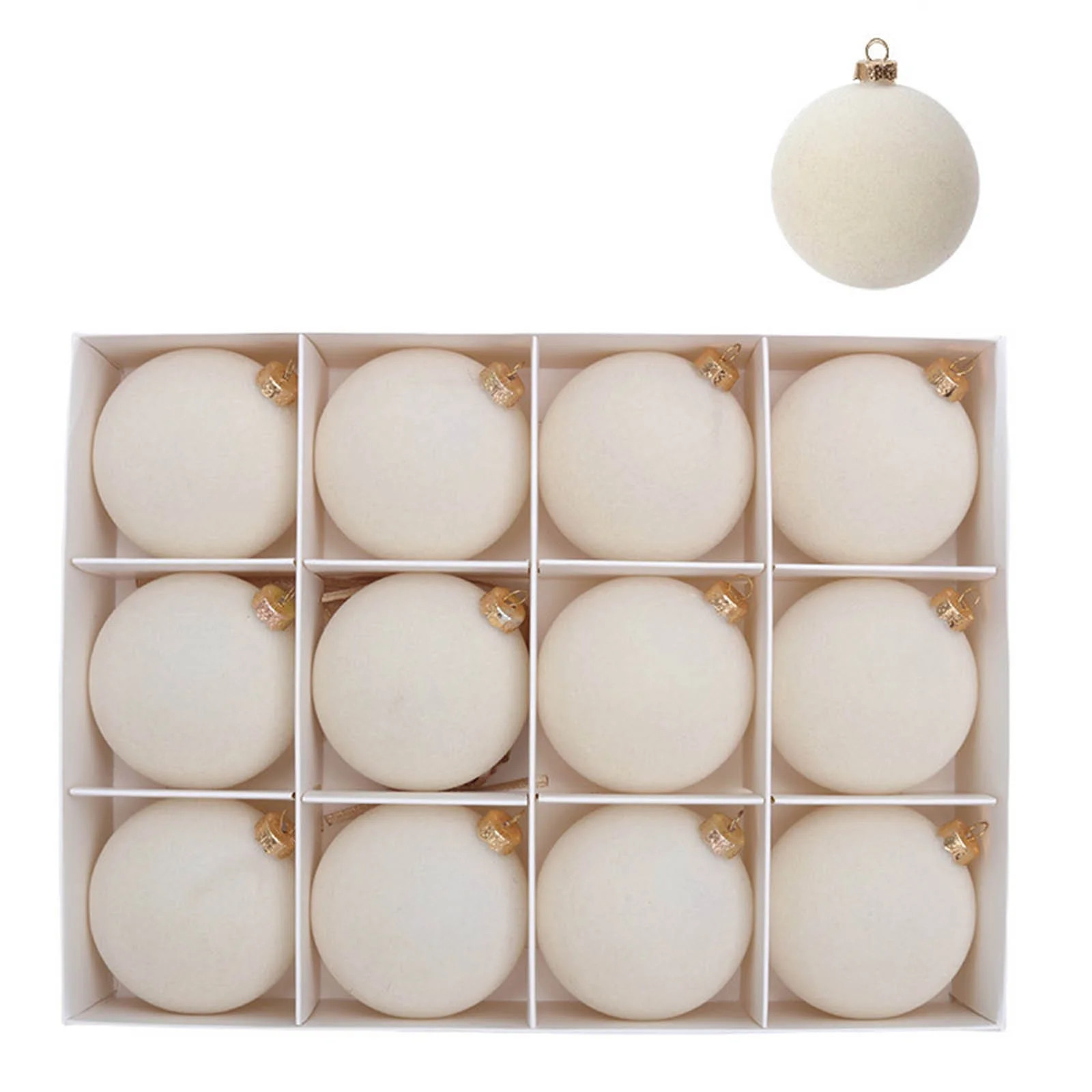 Fwttom Flocked Christmas Ball Ornaments Set of 12 - Vintage Christmas Balls Shatterproof Velvet H... | Walmart (US)