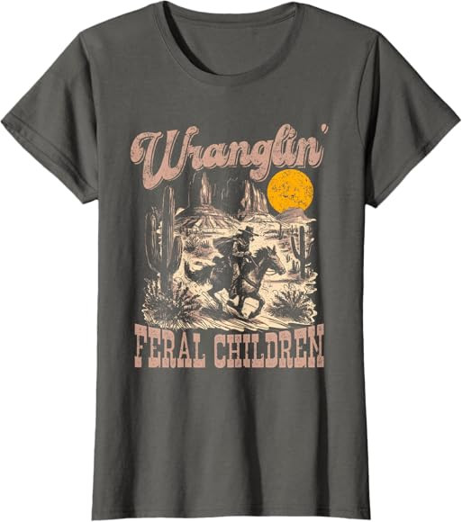 Retro Wranglin' Feral Children Raccoon 90s Western T-Shirt | Amazon (US)