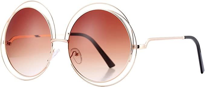 Pro Acme Women’s Double Circle Metal Wire Frame Oversized Round Sunglasses | Amazon (US)