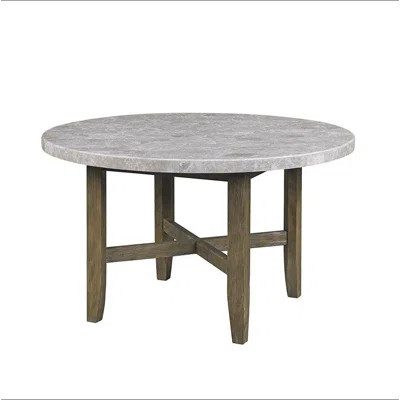 Marble Top Round Dining Table in Rustic Oak Finish | Wayfair North America