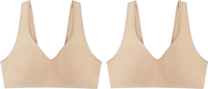 Hanes Women's SmoothTec ComfortFlex Fit Wirefree Bra MHG796, Available in Single and 2-Pack | Amazon (US)