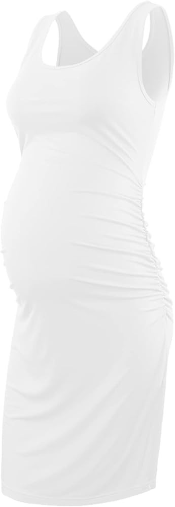 Liu & Qu Women's Maternity Sleeveless Tank Dresses Side Ruching Bodycon Dress for Daily Wearing o... | Amazon (US)