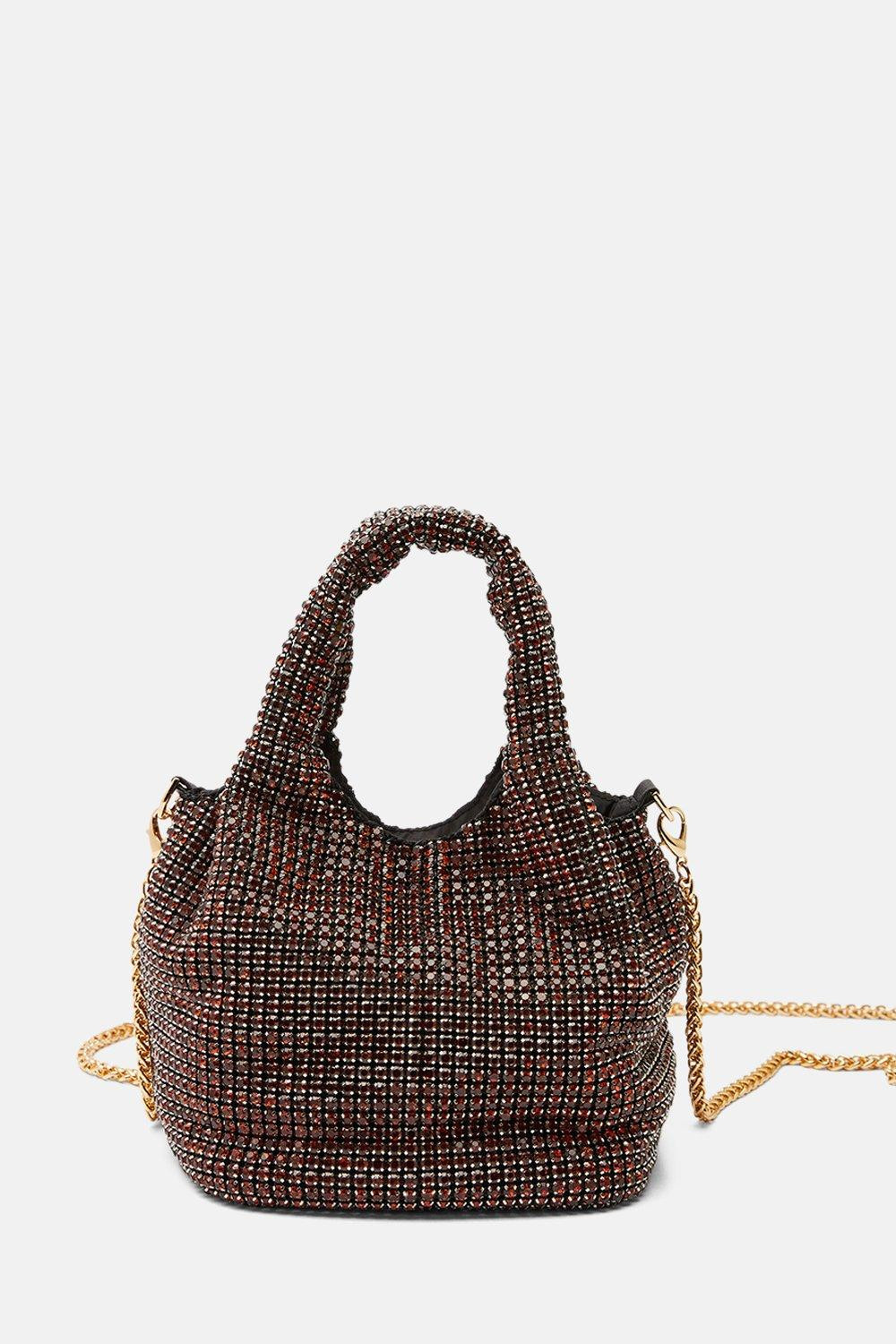 Premium Crystal Embellished Slouchy Bucket Bag | Karen Millen | Karen Millen UK + IE + DE + NL