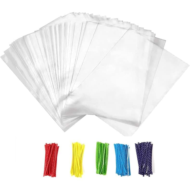 100 piece clear plastic bags 8x6 inches with tie  | Amazon (US)