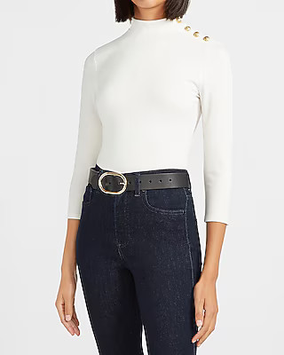 Novelty Button Mock Neck Top | Express