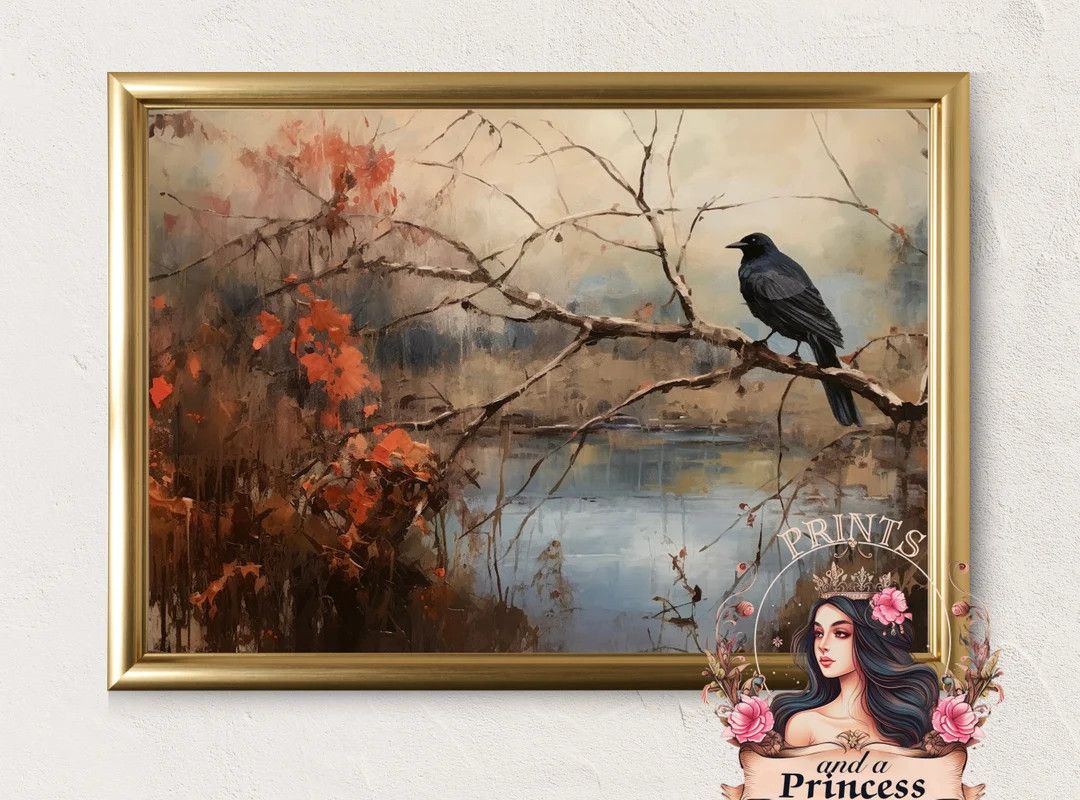 Raven Art Wall Art for Halloween Halloween Painting - Etsy | Etsy (US)