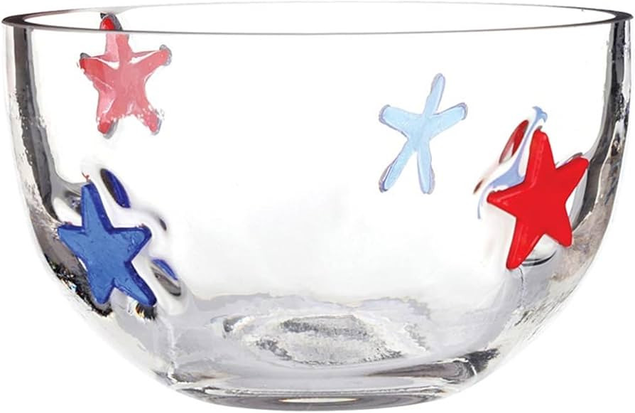 Slant Party Supplies - Glass Snack Bowl Patriotic with Integrated Stars, Small, Red Blue | Amazon (US)