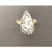 Dendrinite agate ring with reticulated silver band | Etsy (US)
