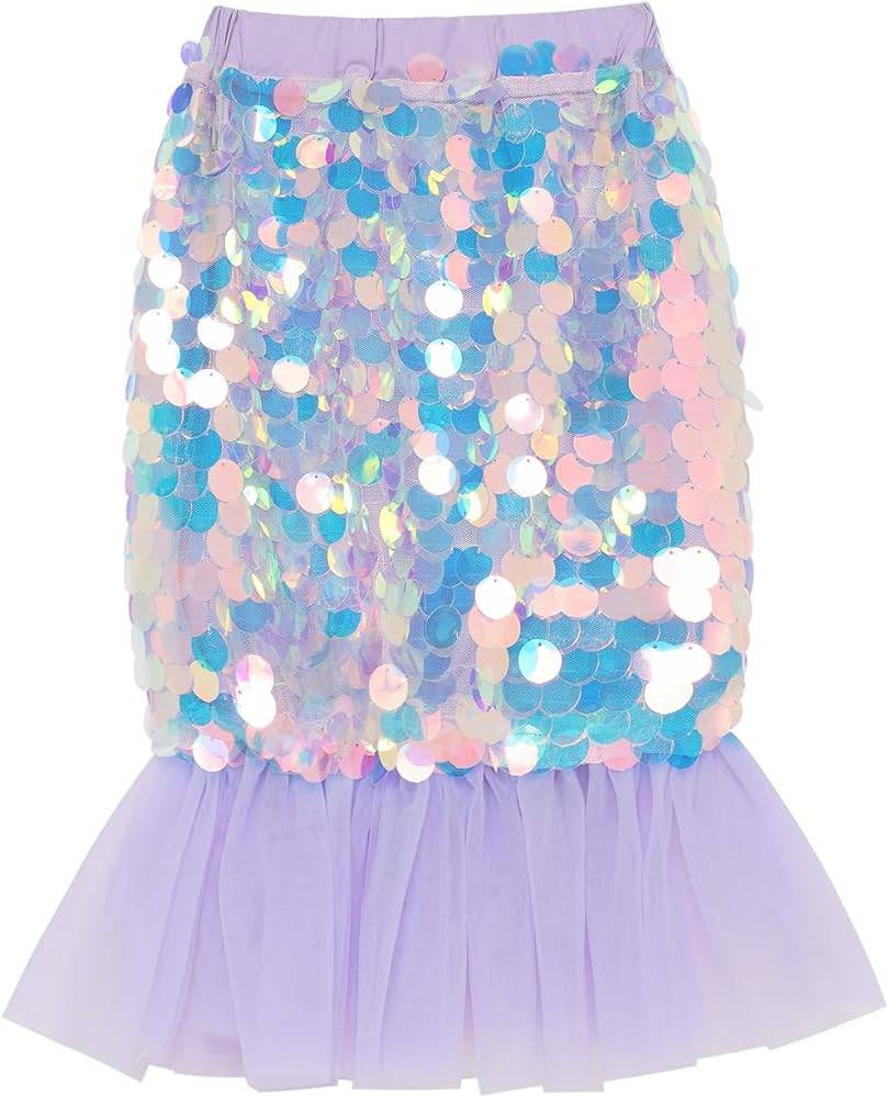 Toddler Mermaid Skirt Girls Sparkle Sequin Tail | Amazon (US)