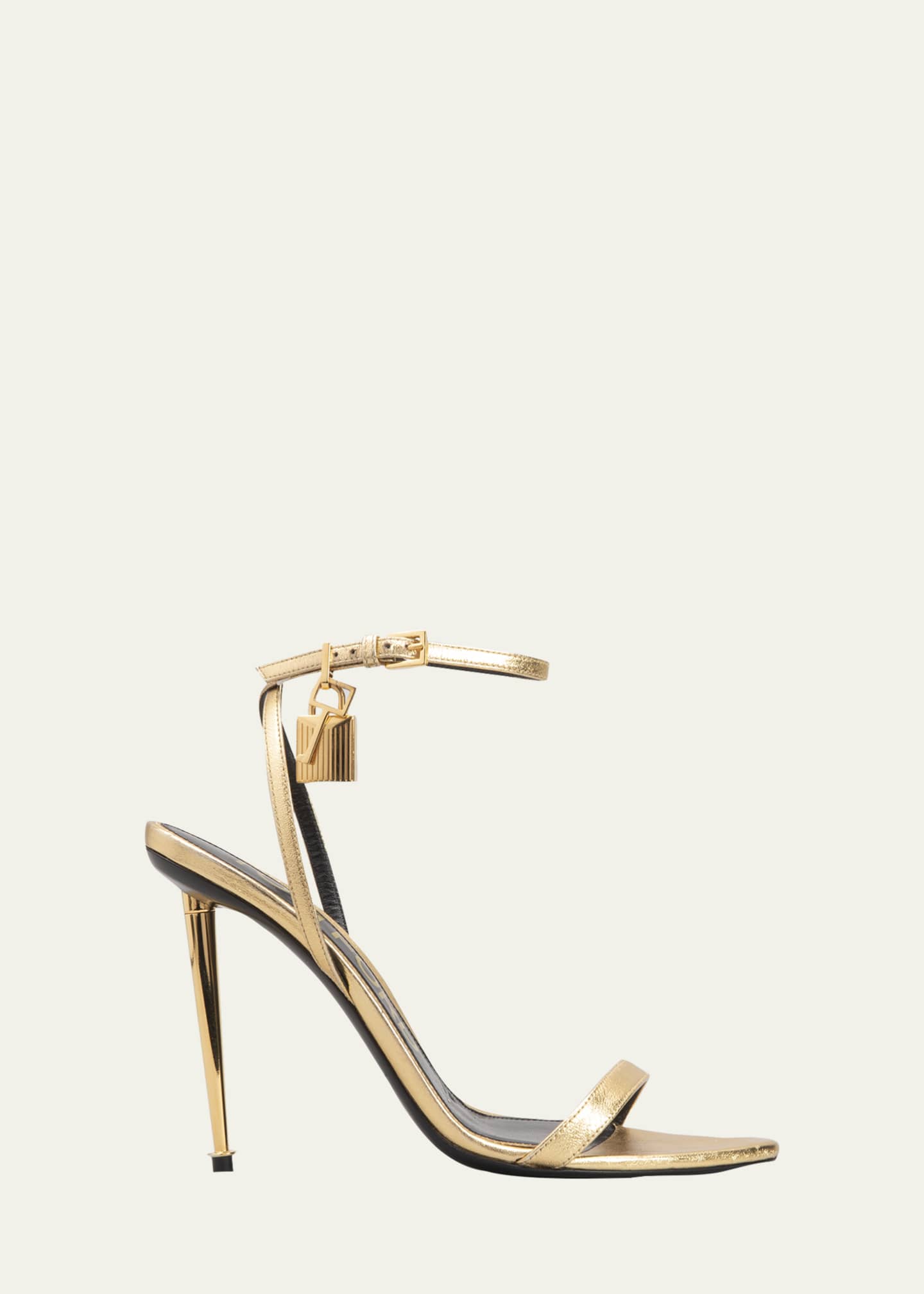 TOM FORD 105mm Lock Metallic Stiletto Sandals | Bergdorf Goodman