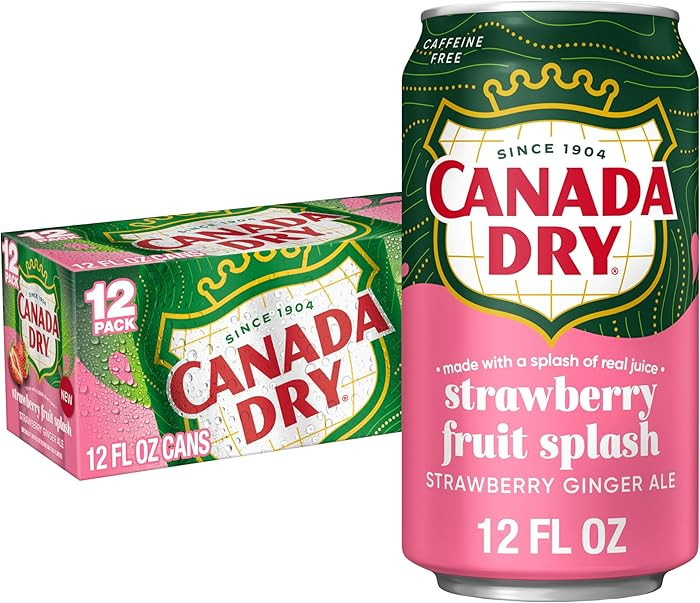 Canada Dry Fruit Splash Strawberry Ginger Ale Soda, 12 fl oz cans, 12 pack | Amazon (US)
