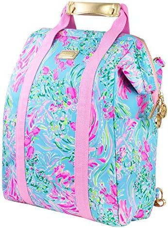 Lilly Pulitzer Insulted Backpack Cooler Large Capacity, Pink/Blue Portable Soft Cooler Bag for Picni | Amazon (US)