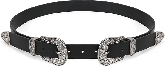 XZQTIVE Women Leather Belt Ladies Vintage Western Belt Retro Cowgirl Leather Belt Black Waist Bel... | Amazon (US)