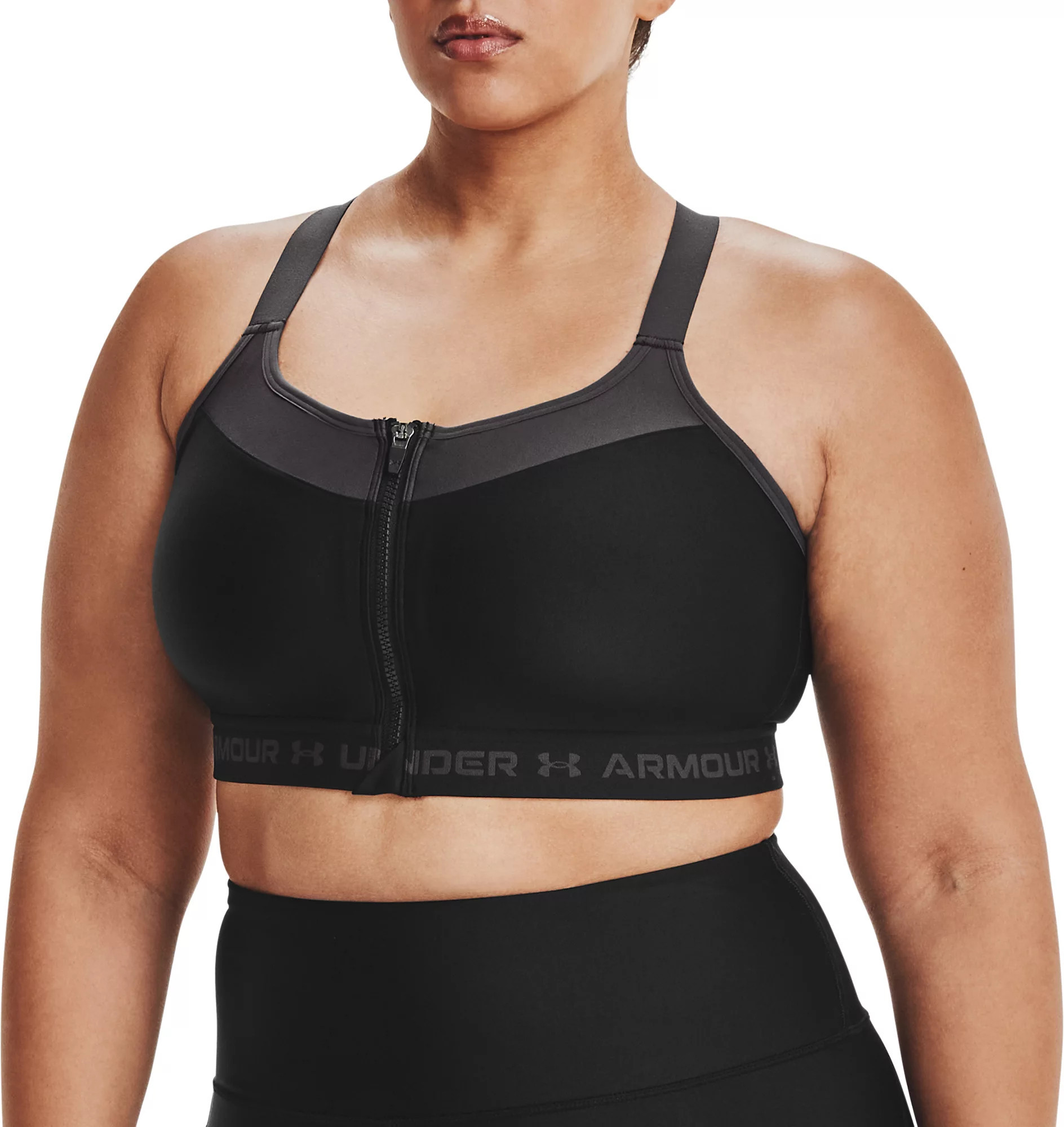 Under Armour Women's High Crossback Zip Sports Bra, 42D, Black/Black | DICK'S Sporting Goods