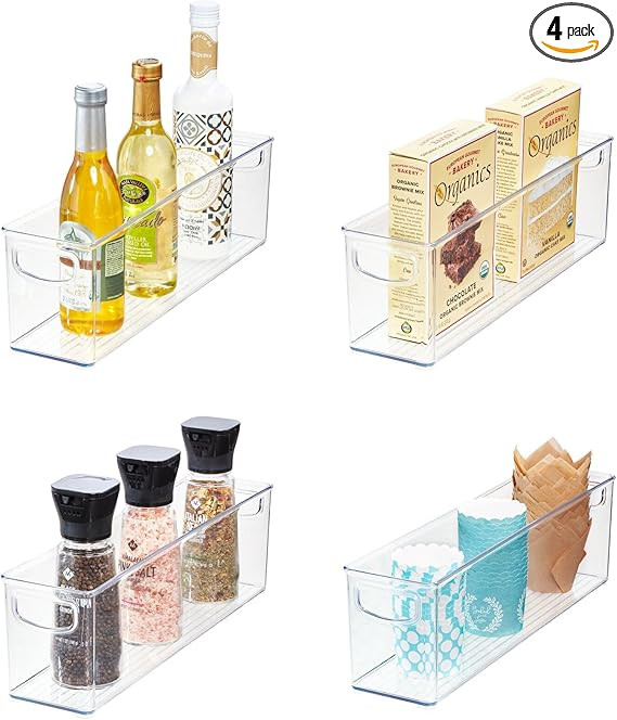 iDesign Small Stackable Storage Bins with Handles for Pantry or Fridge, Set of 4, Clear, Made in ... | Amazon (US)