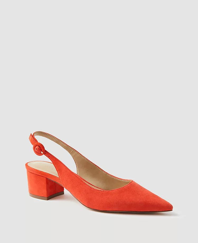 Suede Block Heel Slingback Pumps | Ann Taylor | Ann Taylor (US)